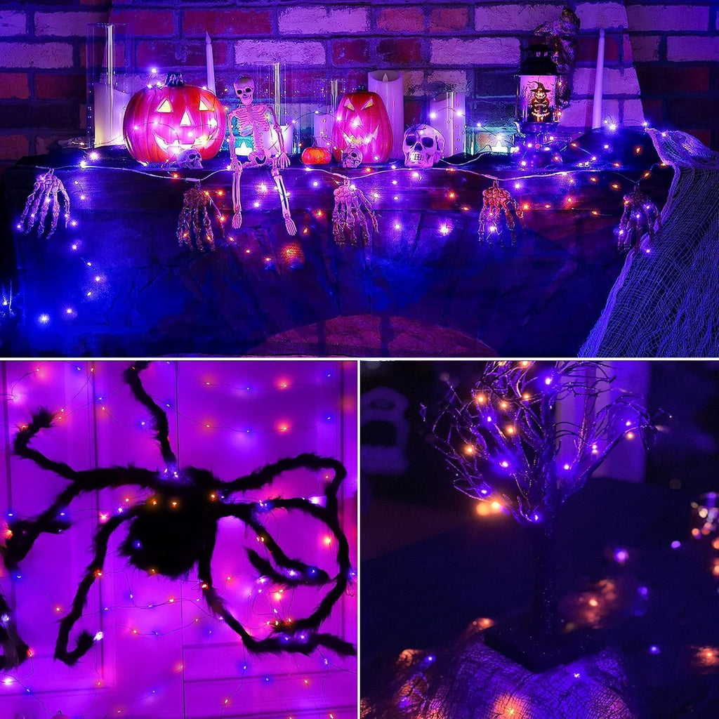 Joomer Orange Purple Halloween Solar String Lights,2 Pack Total 80FT 240LED