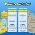 Scrub Daddy Damp Duster Sponge & Towel Bundle - 4 Dusting Sponges & 4 Damp Duster Towels - Swipe & Polish Blinds, Baseboards, Furniture & More (8 Piece Bundle)