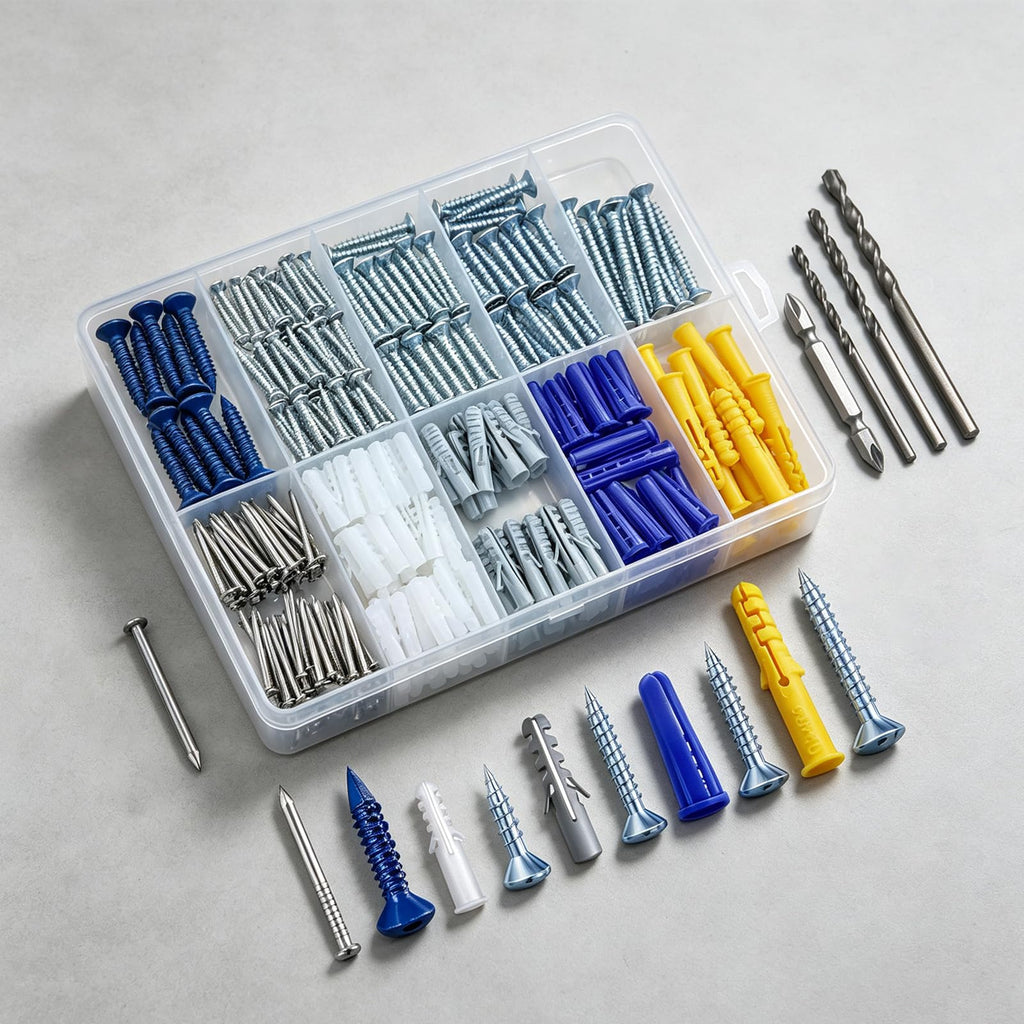 Wensilon (270 pcs) Assortment Plastic Drywall Wall Anchors Kit Screws