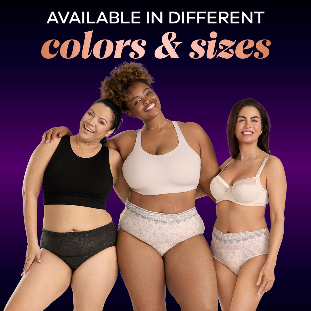 Always Discreet Boutique Incontinence and Postpartum Underwear for Women, Maximum Protection, Large, Black, 10 Count