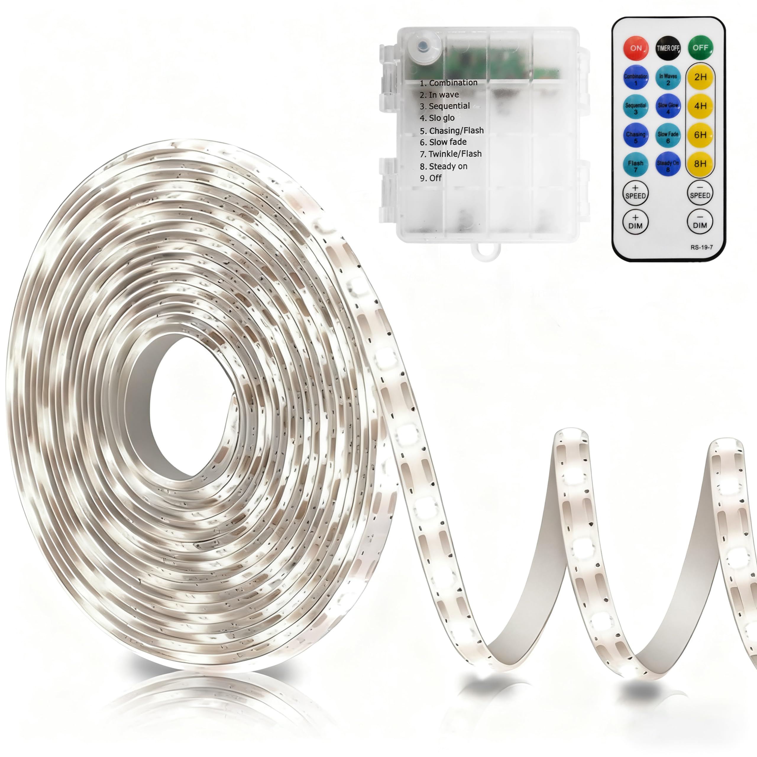 echosari Strip Lights Battery Operated, 16.5Ft 150 LED 2835 SMD Closet Strip Lights with Remote for Bedroom, Kitchen, Cabinet Décor (Cool White)