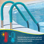 U.S. Pool Supply 10-Foot Pool Handrail Cover with Zipper - Pool Railing Cover with Non-Slip Safety Grip Sleeve, Inground Ladder Handle, Neoprene Teal Hand Rail, Heat Protection for Safe Entry and Exit