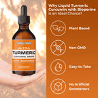 Ultra6 Nutrition Liquid Turmeric Curcumin Extract with Black Pepper - Turmeric Drops with Bioperine - Easy-to-Take Supplements Made in USA (60ml)
