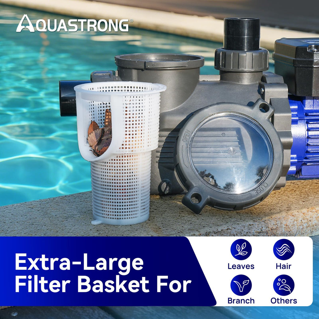 AQUASTRONG In/Above Ground Pool Pump, High Flow (Dual Speed with Timer, 1.5HP, 115V, 4975 GPH)