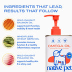 Native Pet Omega 3 Fish Oil for Dogs - Skin, Coat & Joint Support - 8 Oz