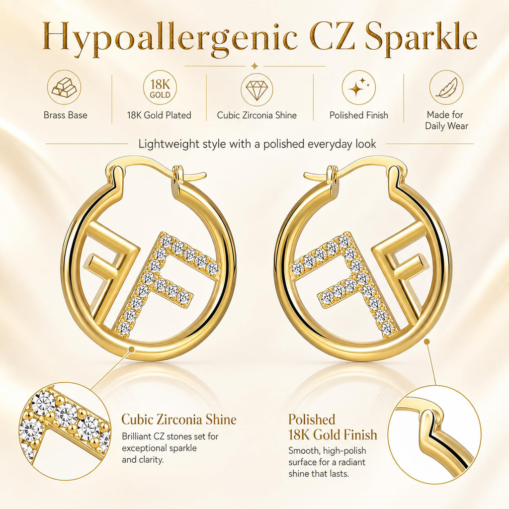 OANM studio 18K Gold Plated Hypoallergenic CZ Small Huggie Earrings for Her