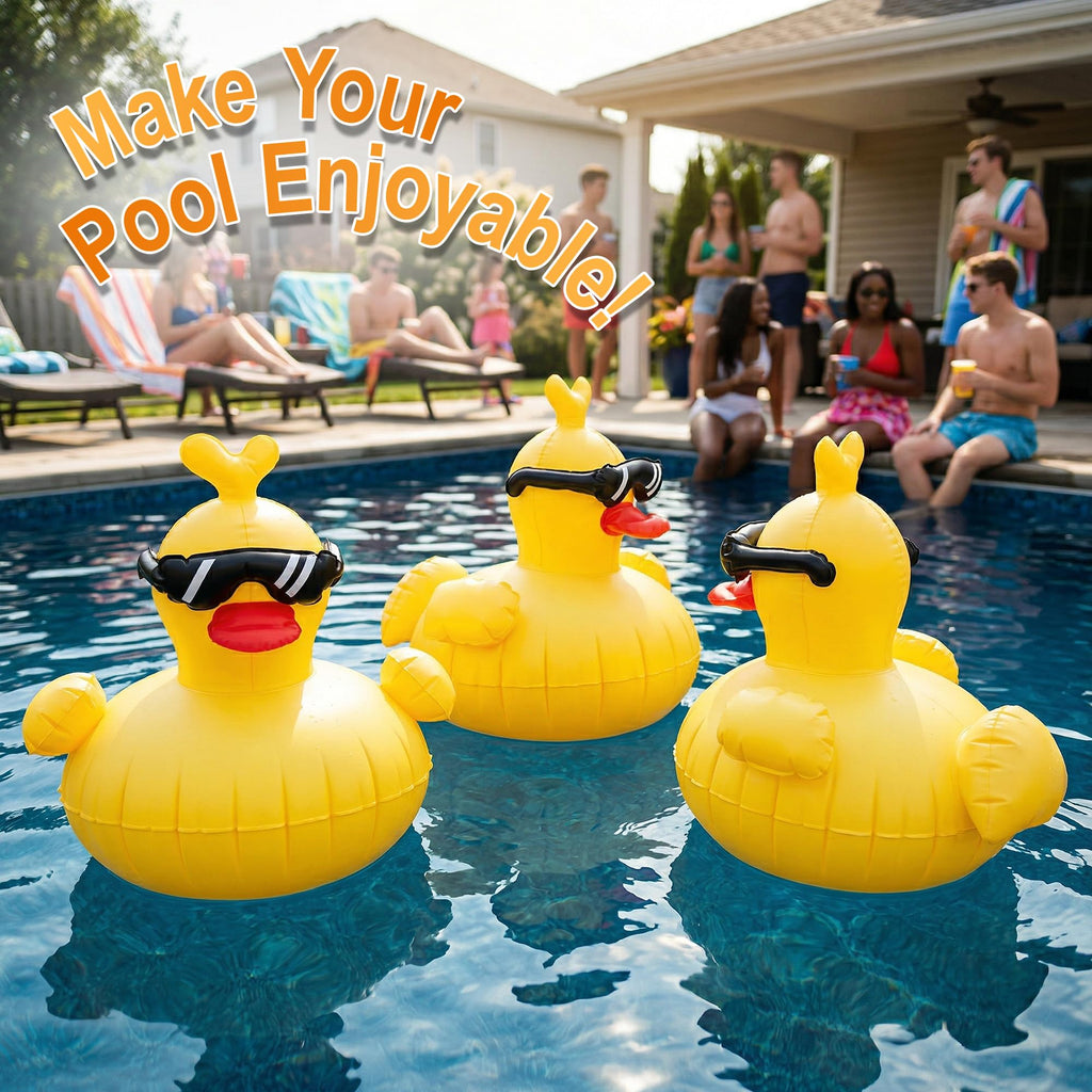 CetusLink Solar Floating Pool Lights, RGBW Color Changing 12-LED 20H Runtime with Remote, Pool Party and Garden Pond Decor, Cool Sunglasses Duck 2-Pack