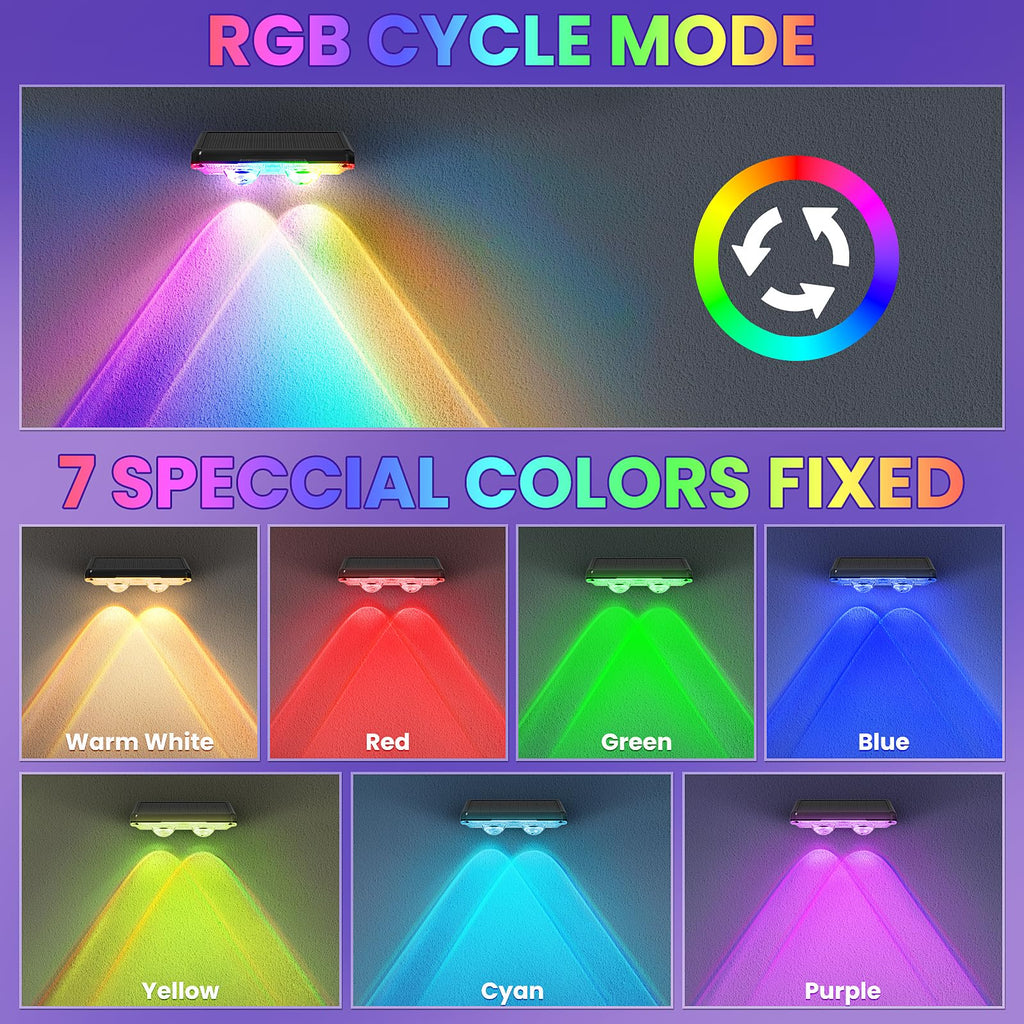 APILAB Solar Fence Lights Outdoor 8 Pack - 8 Modes (RGB Cycle/Fixed), Fence Lights Solar Powered for Outside, IP65 Waterproof, Deck Lighting for Wall, Step, Patio, Pathway, Stairs