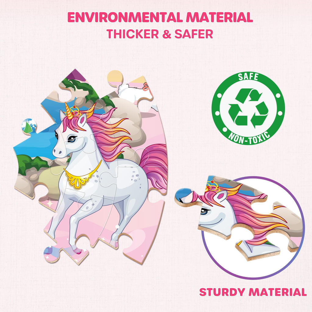 SYNARRY Unicorn Princess Mermaid Fairy Floor Puzzles for Kids Ages 3-5