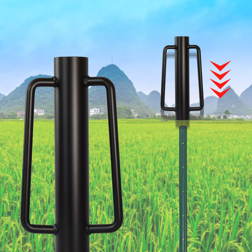 LADECH Fence Post Driver, Heavy Duty Hand Post Pounder with Handle - Use for Metal U Posts, T Posts, Garden Fence (12 Lbs)