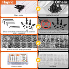 Hapric 2160 Pcs Metric Screw Assortment Metric Bolts M2 M3 M4 M5 M6 Nuts and Bolt Kit, 12.9 Alloy Steel Black Zinc Plated Hex Socket Head Screws Nuts Bolts and Washers Set