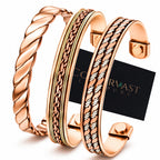 Coppervast Copper Bracelets- for Men and Women| Set of 3 with Gift Box | Gift for Women & Men | Handmade 100% Copper (Inlay)