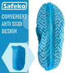 Safeko Premium Disposable Boot & Shoe Covers Booties, Durable, Non-Slip, Non-Toxic, Recyclable Protectors, Fits Most Shoes - Blue - Pack of 100 (50 Pairs)