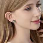 EVEVIC Austrian Crystal Flower Clip On Earrings for Women, 14K Gold Plated