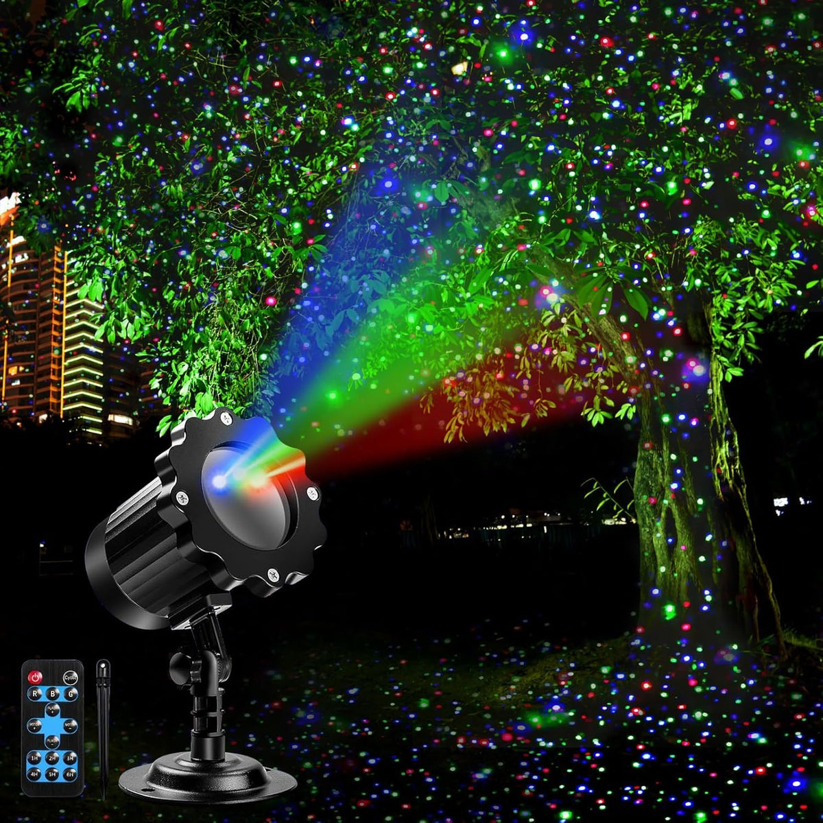 Outdoor RGB Laser Projector Lights 3 Color Starry Sky Firefly Effect