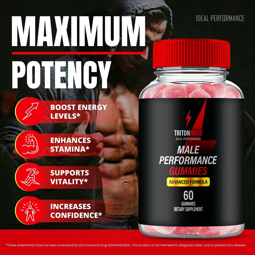 TritonMaxx Gummies, Official Triton Maxx Gummies for Men - Maximum Strength Performance, All Natural Support Overall Health and Wellness, TritonMaxx Advanced Formula Support Gummy Reviews (1 Pack)