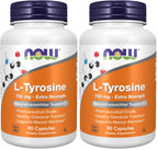 Now Supplements,L-Tyrosine 750 mg,Supports Mental Alertness*,Neurotransmitter Support*,90 Veg Capsules,(Pack of 2)