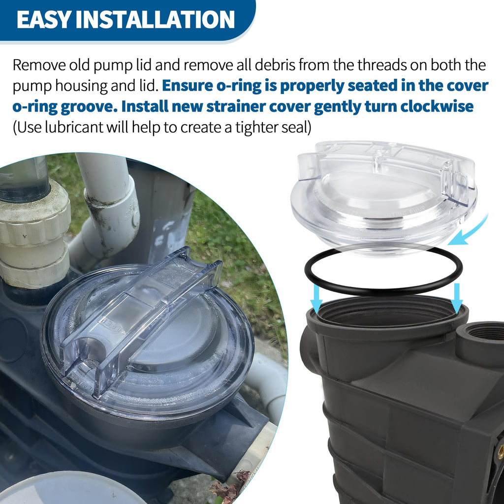 SPX3100D Pump Strainer Cover Compatible with Hayward Super II Pumps SP3000 SP3000X Series, Thread Pool Pump Lid with Strainer Cover O-Ring SPX3000S Compatible with Hayward Chlorine & Bromine Feeders