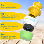 Solar Buddies Sunscreen Applicator - Pink & Green Duo - BPA-Free Refillable Roll on Sponge Sunscreen, Suncream & Lotion Applicator For Kids, Adults & Families - Holds 3.4fl oz, Perfect Size for Travel