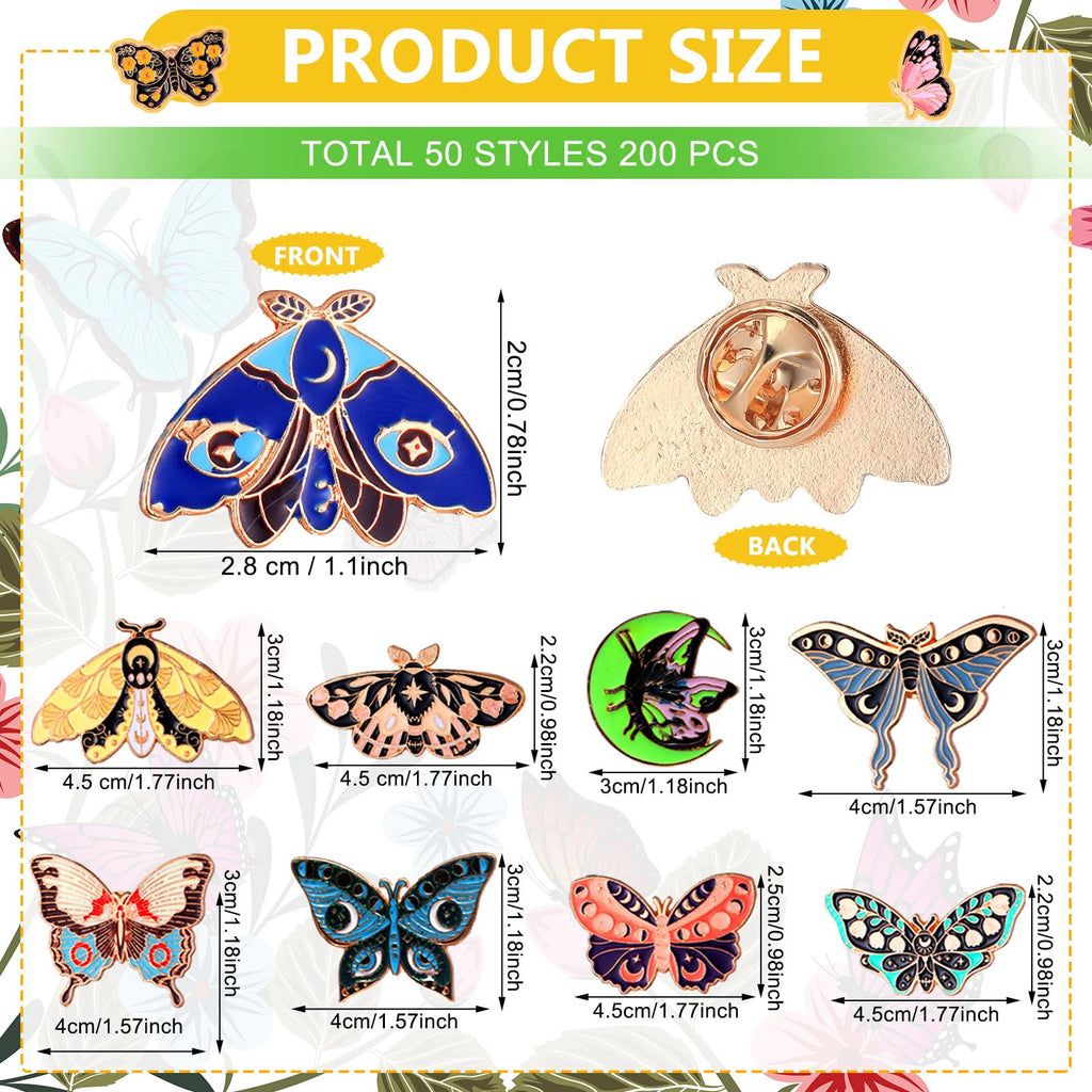 Ceenna 100 Pcs Enamel Pins Bulk Lapel Pins Brooches Decoration Gift for Backpack Clothes Women Mothers Teachers Nurse(Butterfly)