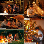 KUQIHUG Camping String Lights, Quick Storage 32.8FT Rechargeable Tent Lights with 8 Modes, Hanging Waterproof Portable LED Lamp for Outdoor Patio Awning Garden Party Camping Essentials