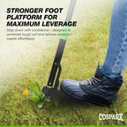 COSPARX Weed Puller Tool with Long 43” Handle, No Bending, Easy Eject – Removes Weeds Effortlessly, Sturdy Foot Pedal & Lightweight Aluminum - 4-Claw Hand Weeding Tool