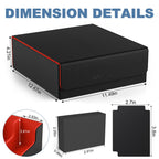 Mlikero Card Deck Case, 2400+ Trading Card Storage Box with 10 Colorful Dividers and 4 Foam Stoppers, Leather Magnetic Closure Commander Deck Box Fit for MTG, TCG (4 Rows, Black&Red)