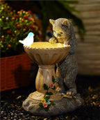 Philodwell Solar Cat Birdbath Garden Statue: Outdoor Figurine Decor
