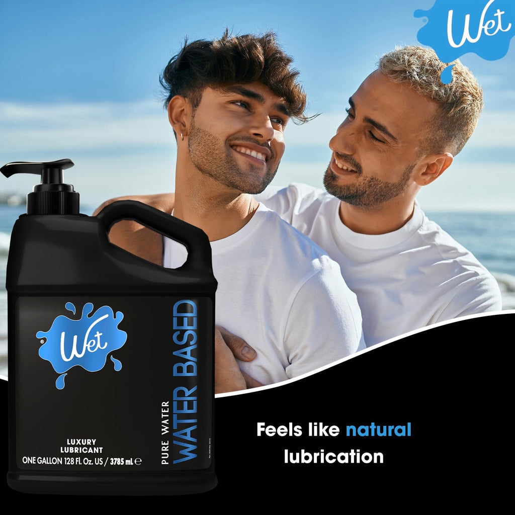 Wet Silver Water-Based Lubricant | Long-Lasting, Original Premium Formula | Vegan, pH-Balanced, Hypoallergenic, Paraben-Free, Non-staining | Lube for Men, Women & Couples, 128 fl oz