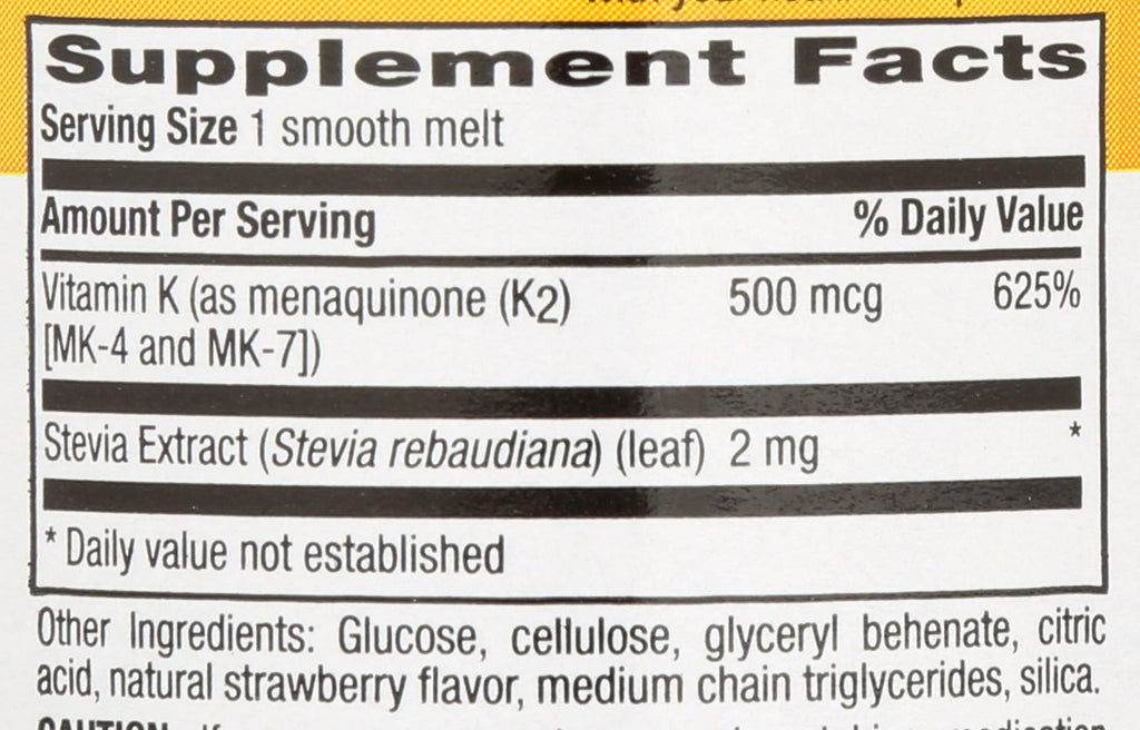 Country Life Vegan K2 Melts 500 MCG, 60 CT