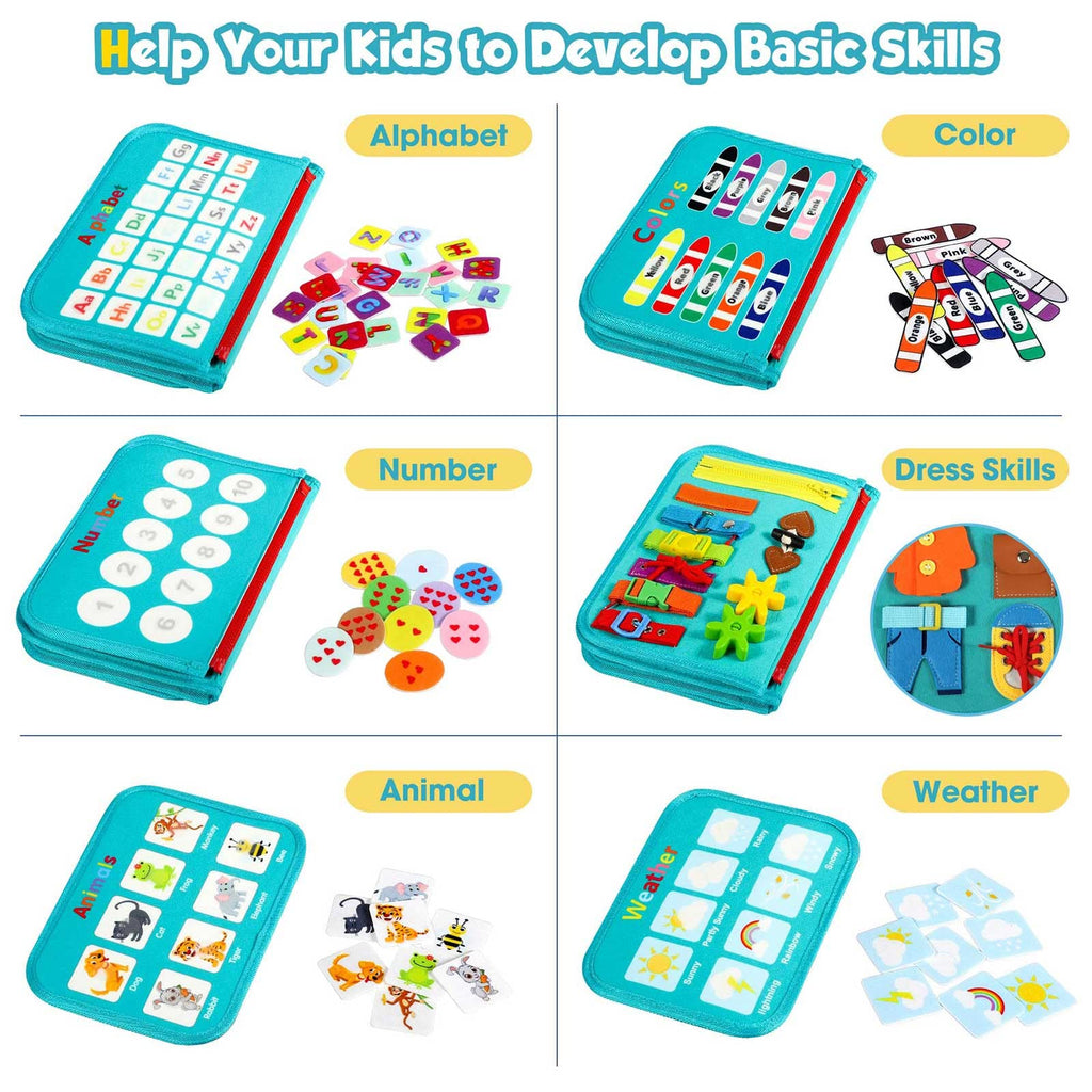 Winblo Toddler Busy Board - Montessori Toys for Toddler Boy Birthday Gift, Educational Learning Sensory Busy Book for Toddlers Boys, Airplane Car Travel Activities Toy for Toddlers