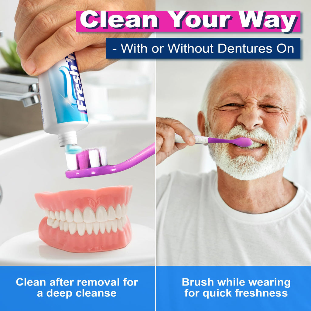 Fresh 'n Brite Denture Cleaner Paste, ADA Accepted Dual Action Formula for Fresh Breath & Gentle Care of Dentures, 1 Count