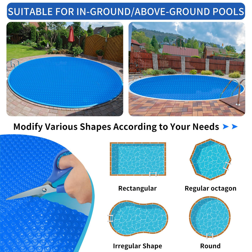 Evoio Solar Pool Cover 6 ft Round for Above Ground Inground Pools Bubble Wrap Covers for Hot Tub Spa Thermal Heating, 12 Mil Circle Blue Floating Blanket for 6-24 Foot Feet Diameter Swimming Pools