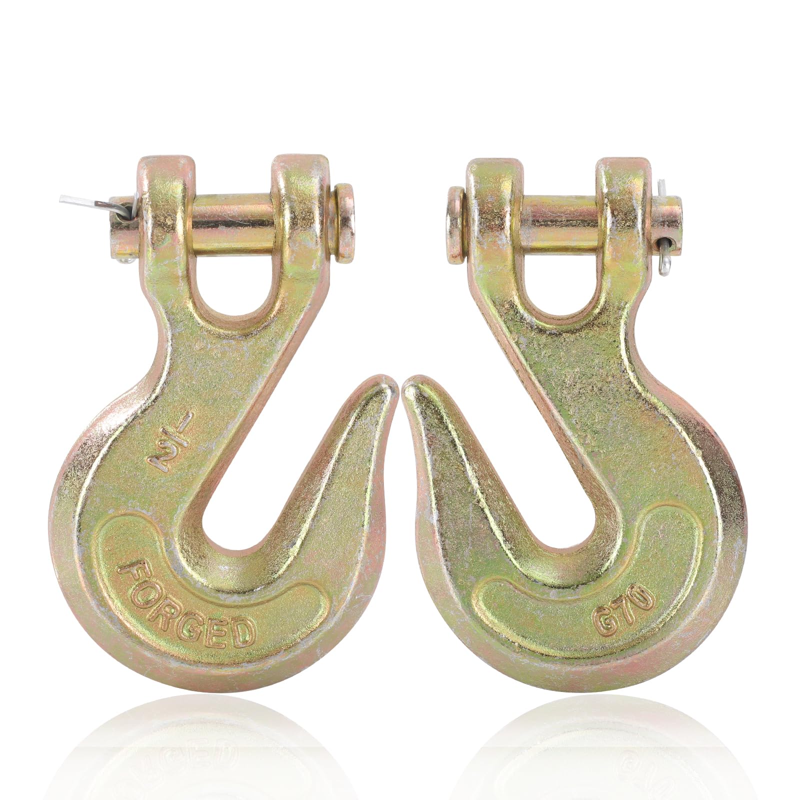 2 Pack 1/2" Chain Hook, Grade 70 Forged Steel Clevis Grab Hook for 1/2 Inch Transport Chain, Heavy Duty Tow Hook 12000 Lbs Working Load Limit for Trailer Truck Transport, Safety Chain Hooks