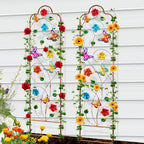 2 Pack Metal Garden Trellis Arched Fence Trellises for Climbing Plants Outdoor, Roses, Vines, Flowers, and Vegetables Support, 60'' H x 12'' W, Butterfly