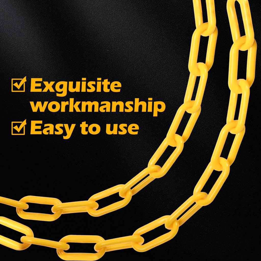 Ahniiqo 60 Feet Plastic Barrier Chain Black,2-Inch Link Diameter Safety Barrier Chain，Large Plastic Chain，8MM Plastic Barrier Chain，Plastic Chain Links