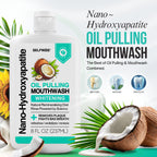 Nano-Hydroxyapatite Oil Pulling Whitening Mouthwash for Teeth and Gums, Natural & Organic, Whitens Teeth, Strengthens Enamel, Fights Bad Breath & Plaque – Smooth & Non-Greasy – for Adults & Kids 8oz