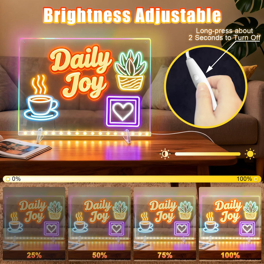 Signsxcel Led Note Board with Colors,16''Drawing Tablet,6 Modes & 8 Colors Light Up Drawing Board,Kids Toy with 13 Light Effects,Birthday Holiday Day Gifts for Girls & Boys Age 3+（White）