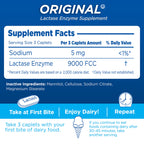 Lactaid Original Strength Lactose Intolerance Pills, 9000 FCC Natural Lactase Enzyme Dairy Relief Caplets, Helps Prevent Gas, Bloating & Diarrhea Due to Lactose Sensitivity in Adults & Kids, 120 Count