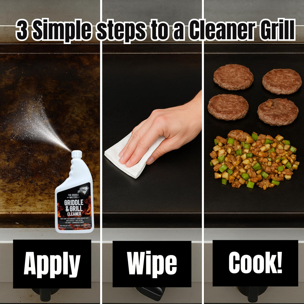 Black Diamond Stoneworks Griddle & Grill Cleaner – Flat Top Griddle Cleaner, Non-Caustic, Food-Contact Safe, Unscented, Residue-Free, Stainless & Cold-Rolled Steel, 32 fl oz (32)