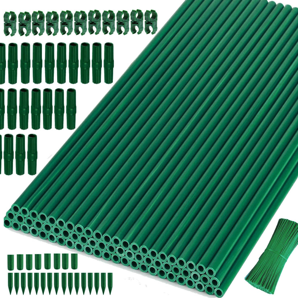 70Sets Garden Stakes Set 255pcs with 14 Inch Plant Sticks and Stake Arms, DIY 4ft 5ft 6ft 7ft 8ft Tomato Stakes, Garden Stakes for Vegetables Tomato Pepper Indoor Outdoor Plants
