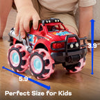 Vroomix 3 Pack Monster Truck Toy - Toy Truck with Flashing LED Wheels - Light-Up Friction-Powered Cars for Kids - Boys Girls Birthday Gift