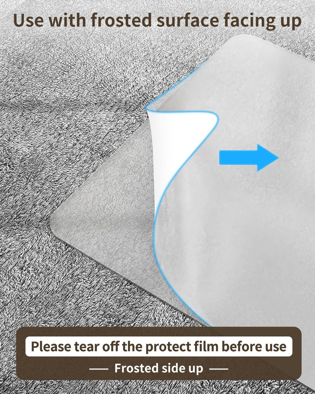 Blvornl Frosted Clear Chair Mat for High Pile Carpet and Hardwood Floor, 32.3"*53" Hard Material Chair Mat, Heavy Duty Computer Chair Mats for Rolling Chairs, Desk Floor Rug for Office and Home