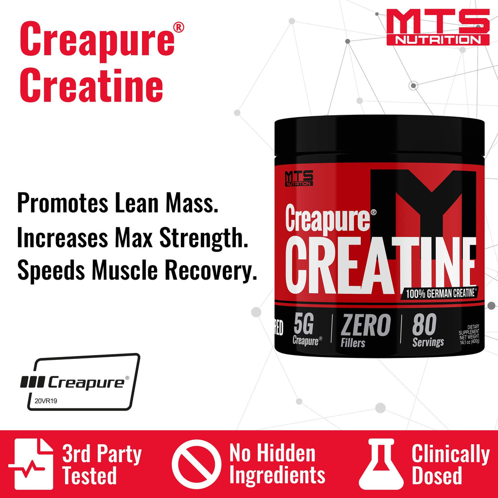 MTS Nutrition Creapure Creatine Powder - Muscle Growth & Recovery Supplement - 80 Servings Unflavored