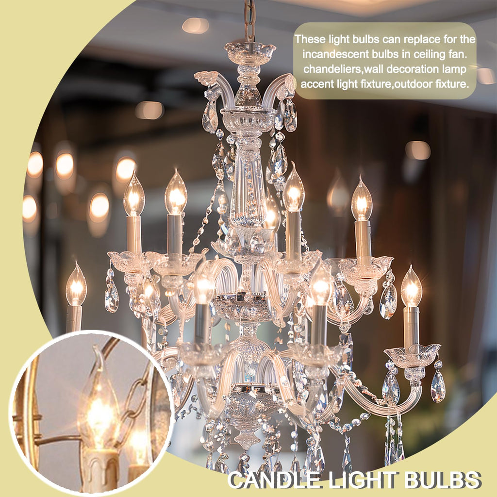 Potanro E12 Incandescent Light Bulbs 40Watt Warm White 2700K, 300 Lumens Candelabra Light Bulbs Decorative Dimmable Chandelier Bulbs for Ceiling Fan, Pendants (40W-20Pack)