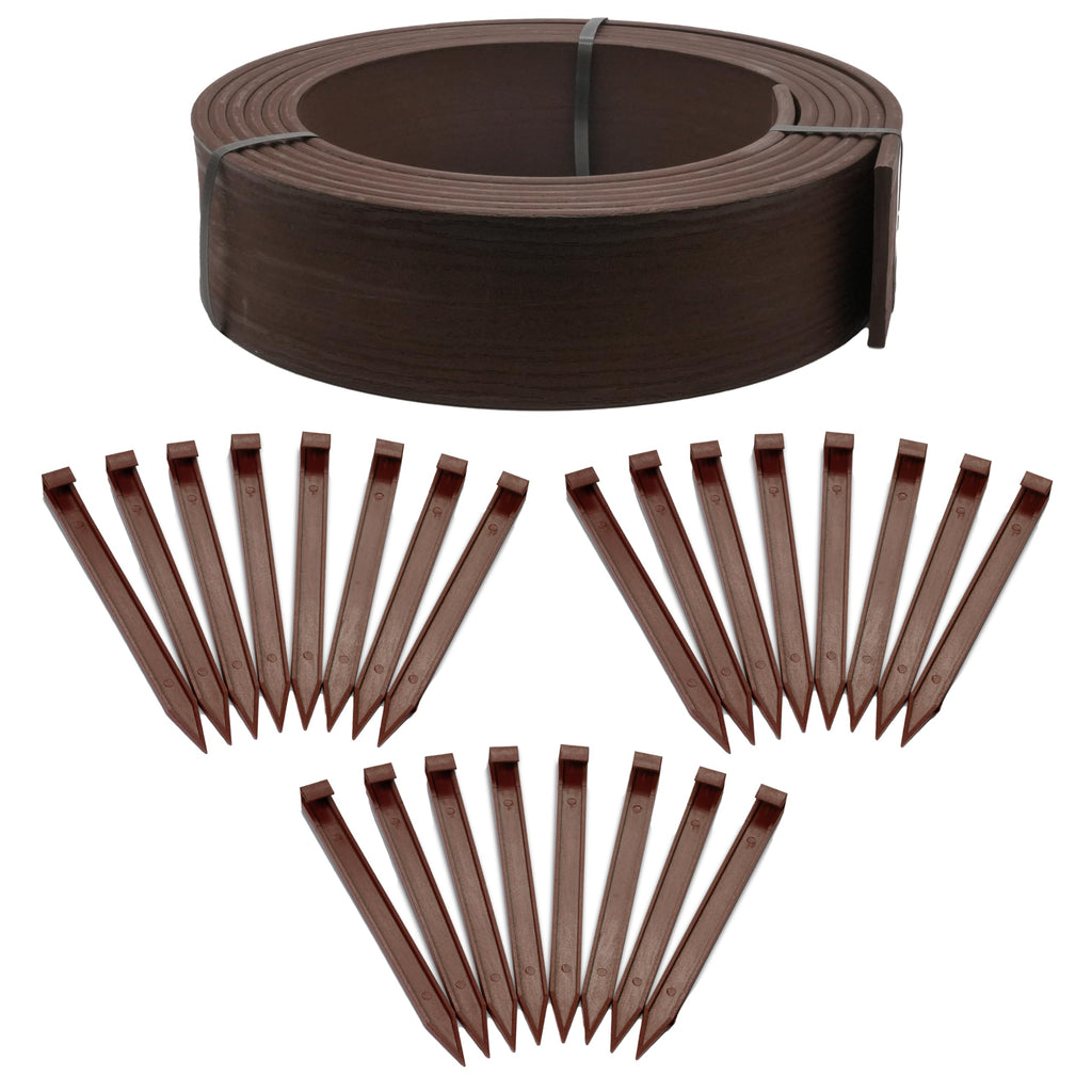 EasyFlex 4-Inch Composite Landscape Edging Kit, 40-Foot, Brown