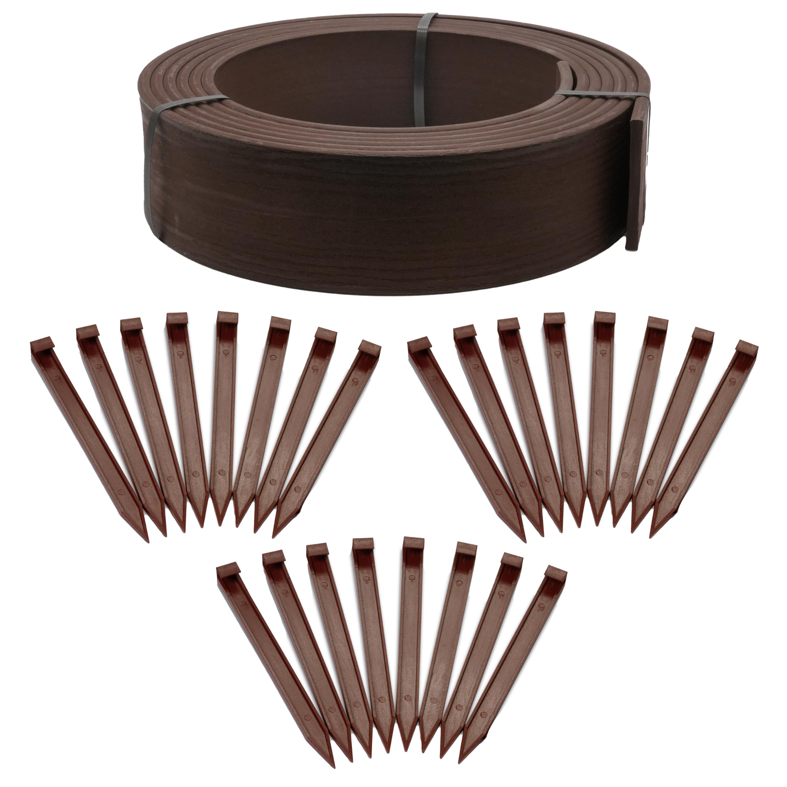 EasyFlex 4-Inch Composite Landscape Edging Kit, 40-Foot, Brown