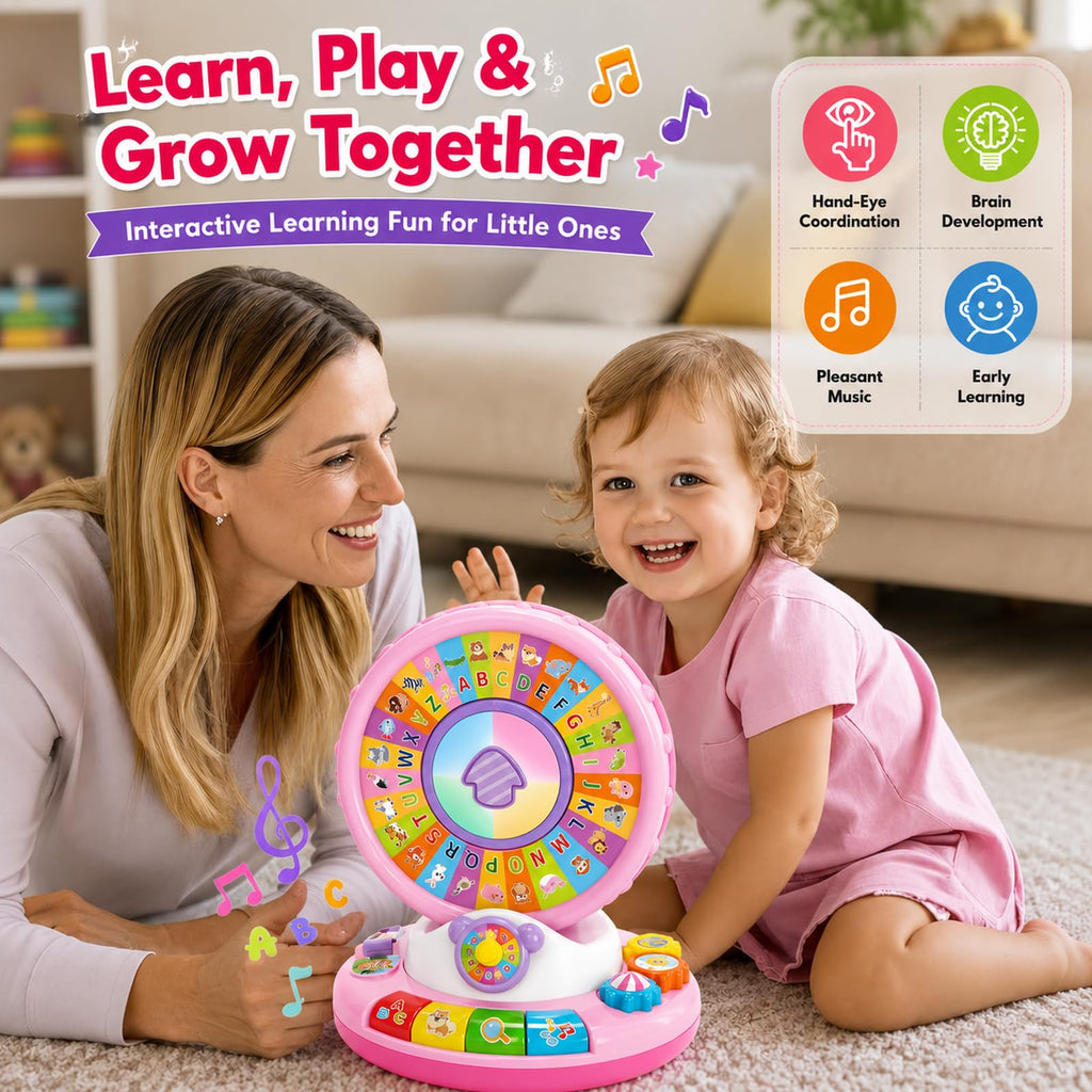 Toys for 1 2 3 Year Old Girls, Spin & Sing ABC Alphabet Learning Zoo with Lights & Sounds, Musical Educational Toy for Toddler 1-3, Christmas 1st Birthday Gifts for Baby Kids Age 12-18 Months+