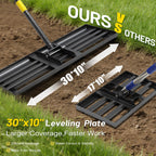 Lawn Leveling Rake,30x10 Inch Ground Plate,72 Inch Adjustable Long Handle Yard Level Tool with Curved Edge,Heavy Duty Large Landscaping Lawn Leveler for Grass, Golf Field, Soil Sand Dirt Spreader