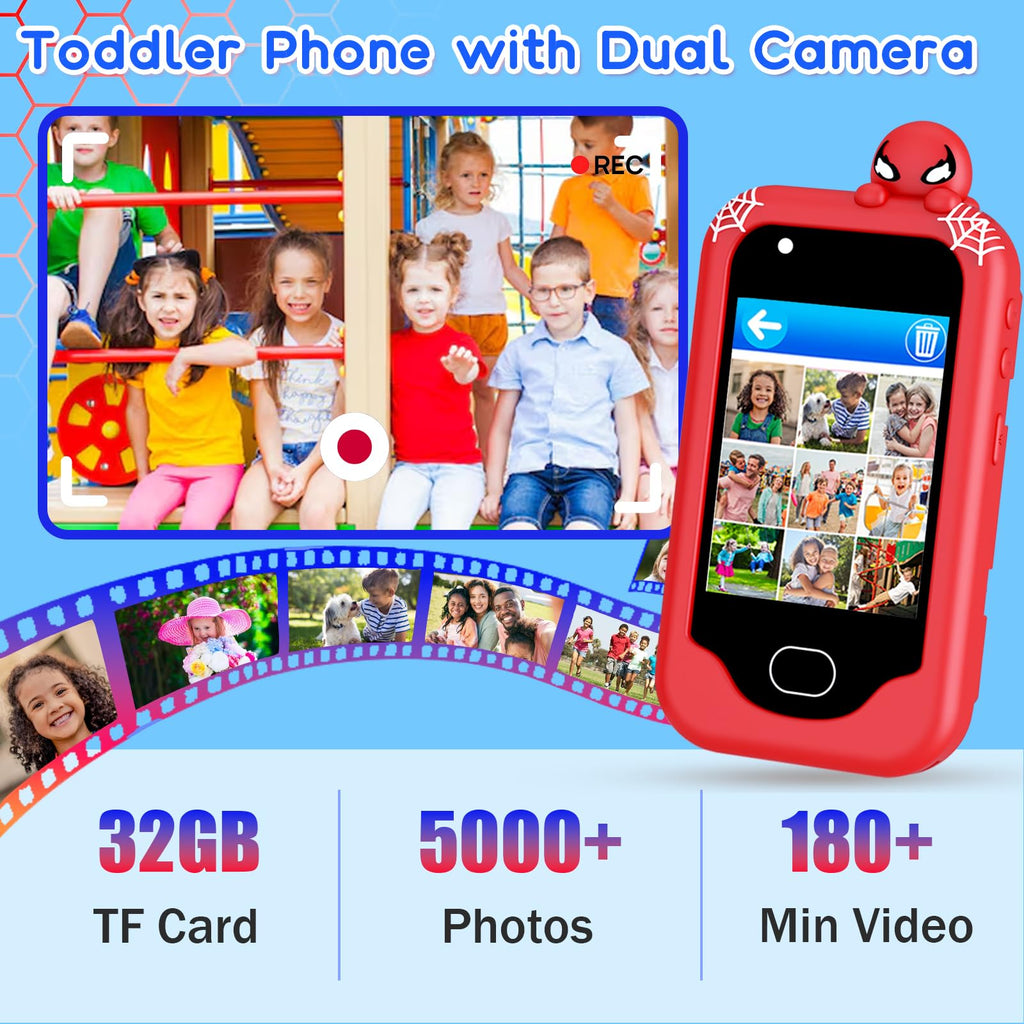 Gocina Kids Smart Phone， Toddler Christmas Birthday Gift for Age 3-10, Touchscreen Kids Cell Phone Toy with Cameras, Learning, Music, Games and 32 GB Card